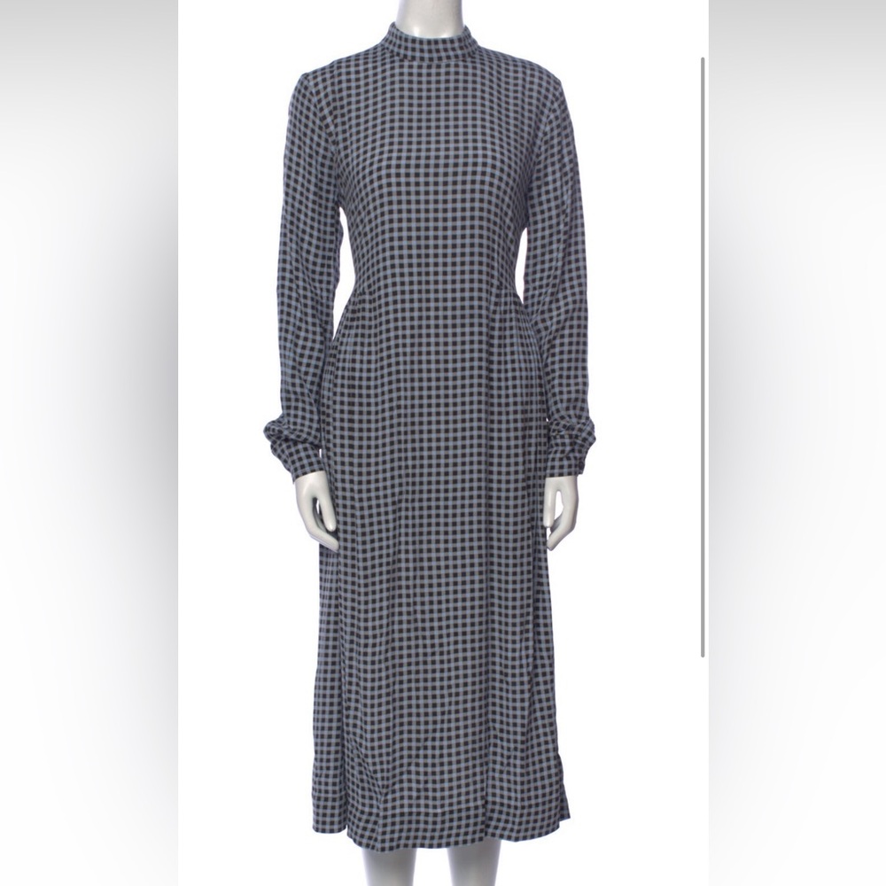 GANNI Plaid Print Midi Length Dress